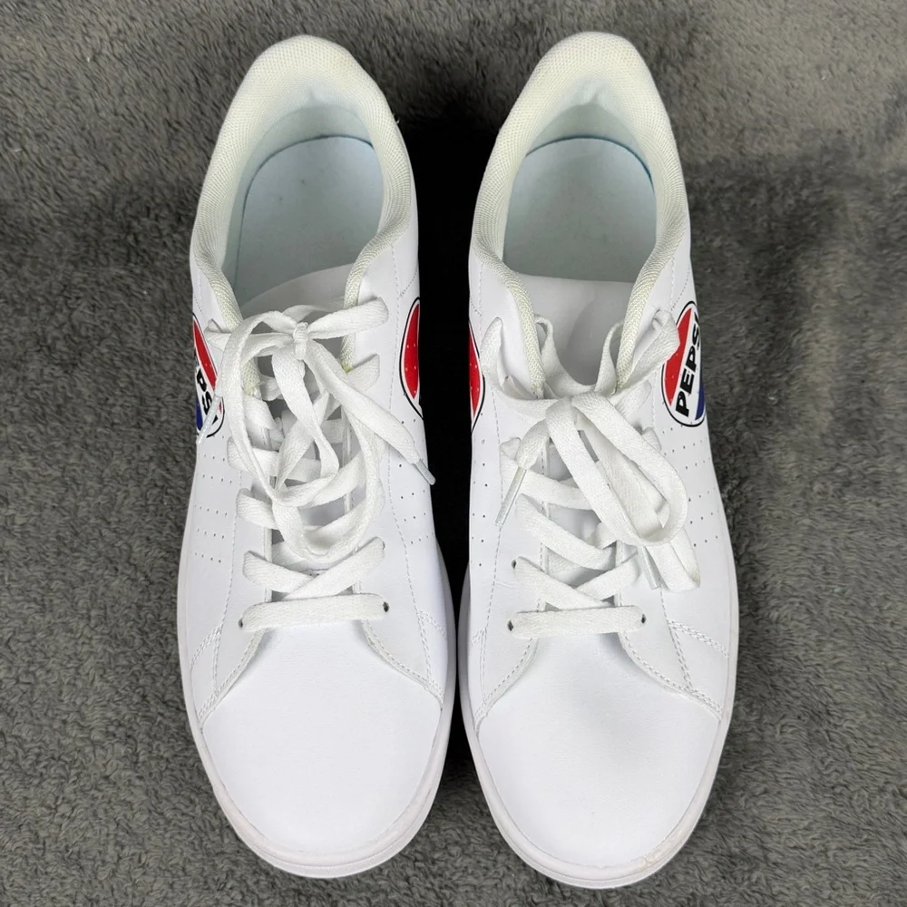 PEPSI Shoes Men’s 12 White Sneakers Lace Up Casual Athletic Retro Tennis Logo - Picture 5 of 12